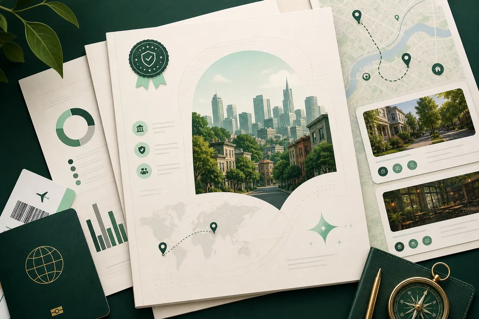 Relocation report cover with route map and source badges.